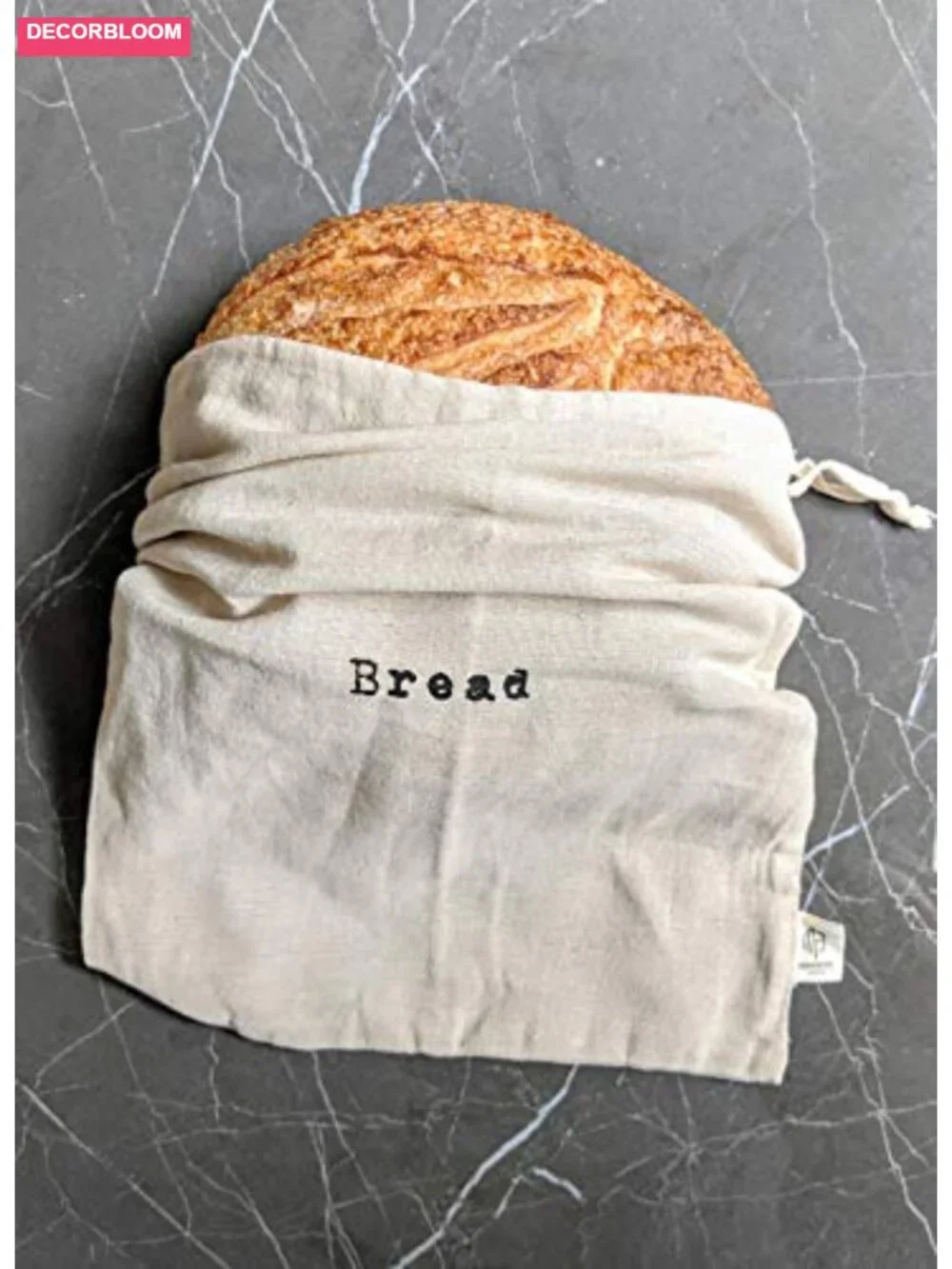 Linen Bread Bags Set of 2, Drawstring Storage